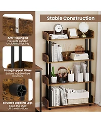 Gouun 4-Tier Industrial Open Bookcase with Anti-Tipping Kit