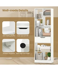 Gouun 61-Inch Tall 8-Cube Bookcase with Drawer