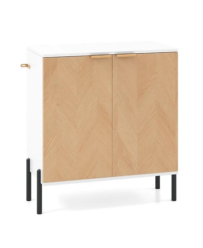 Gouun 2-Door Buffet Cabinet Sideboard with Shelf and Metal Legs