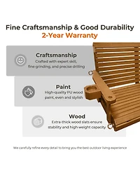 Mega Casa 2-Seater 4.5 Ft Large Wooden Porch Swing for Outdoor Patio Garden