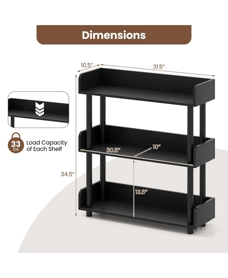 Gouun 3-Tier Industrial Bookshelf with Anti-Tipping Kit