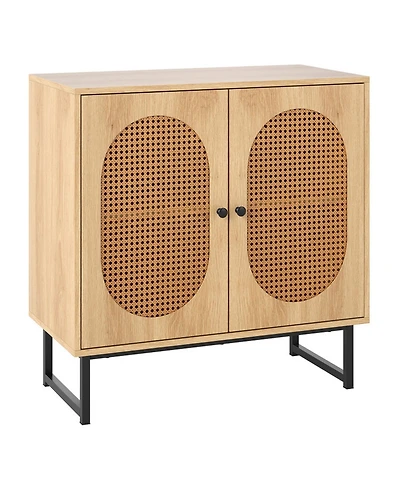 Gouun Rattan Door Buffet Cabinet with Adjustable Shelf