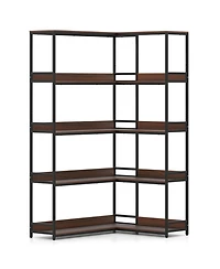 Gouun 5-Tier L-Shaped Corner Bookshelf with Metal Frame