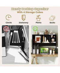 Gouun Desktop Bookcase with 4 Cubbies and Open Back Compartment