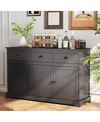 Gouun 3-Drawer Sideboard Buffet with Adjustable Shelves
