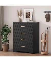 gaomon Tall Dressers for Bedroom with 4 Drawers, Wood Chest of Drawers with Gold Handles for Closet