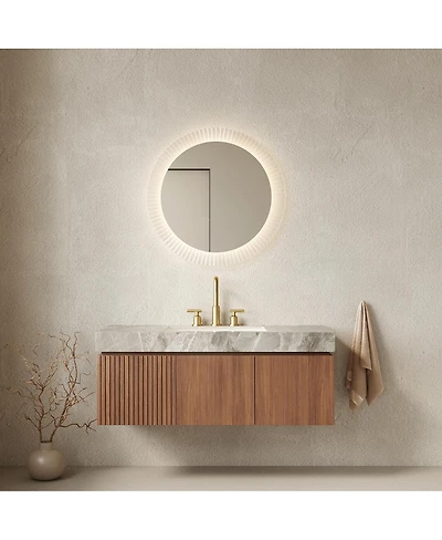 Sillysis Wall Mounted Bathroom Vanity with Sintered Stone Top, Floating Soft Close Cabinet for Master Bathroom
