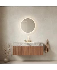 Sillysis Wall Mounted Bathroom Vanity with Sintered Stone Top, Floating Soft Close Cabinet for Master Bathroom
