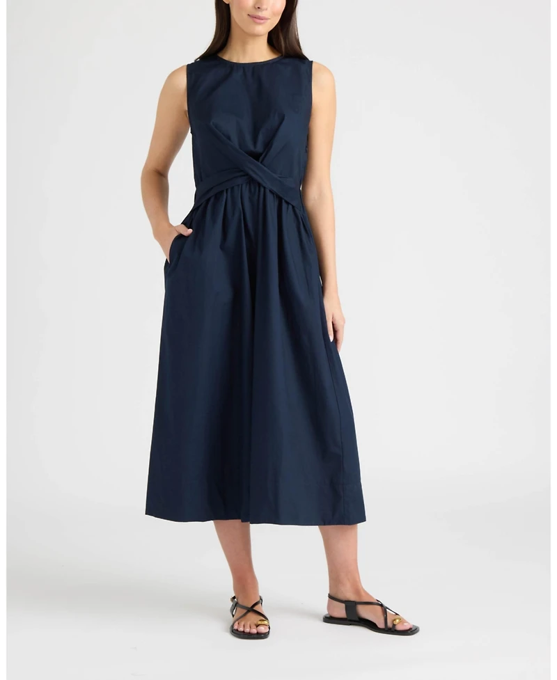 Ellen Tracy Women's Twist Front Sleeveless Midi Dress