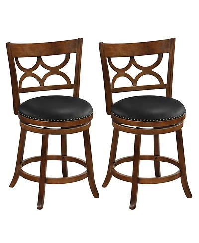 Sugift Swivel Bar Stools Set of Two with High Backrest