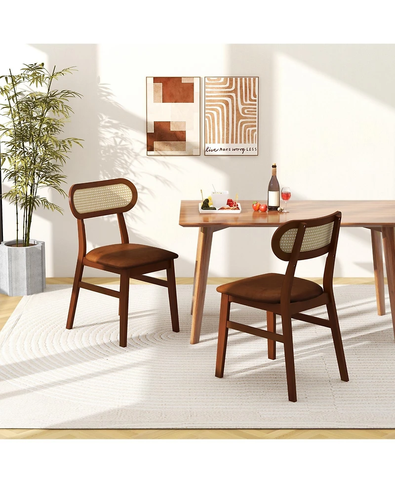 Slickblue Set of 2 Mid Century Wooden Dining Chairs for Indoor Use