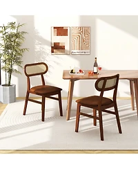 Slickblue Set of 2 Mid Century Wooden Dining Chairs for Indoor Use