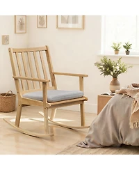 Slickblue Rubber Wood Rocker Chair with Cushion