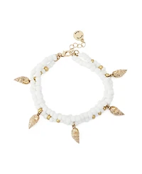 Steve Madden White Vintage Luxe Shell Beaded Layered Bracelet