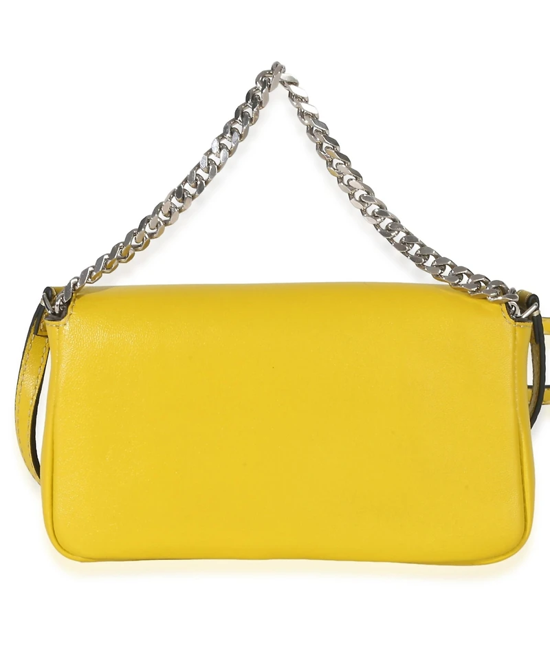 Pre-Owned Fendi Yellow Leather Fox Fur Buggie Micro Baguette