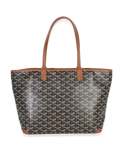 Pre-Owned Goyard Gold Black Goyardine Canvas Artois Pm