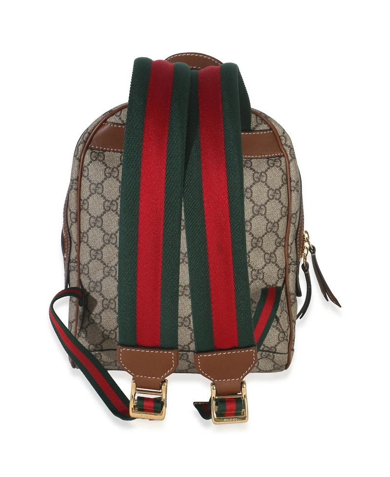 Pre-Owned Gucci Beige Gg Supreme Canvas Web Butterfly Embroidered Small Day Backpack