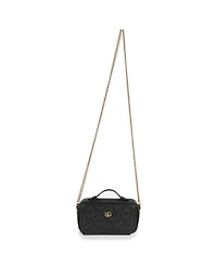 Pre-Owned Gucci Black Gg Star Embossed Calfskin Mini Gg Chain Bag