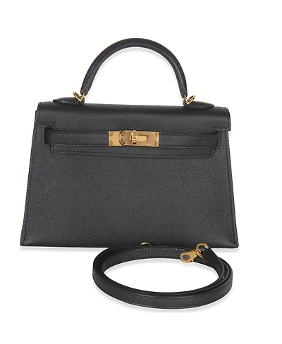 Pre-Owned HERMES Black Epsom Sellier Mini Kelly Ii 20 Ghw