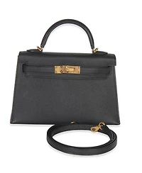 Pre-Owned HERMES Black Epsom Sellier Mini Kelly Ii 20 Ghw