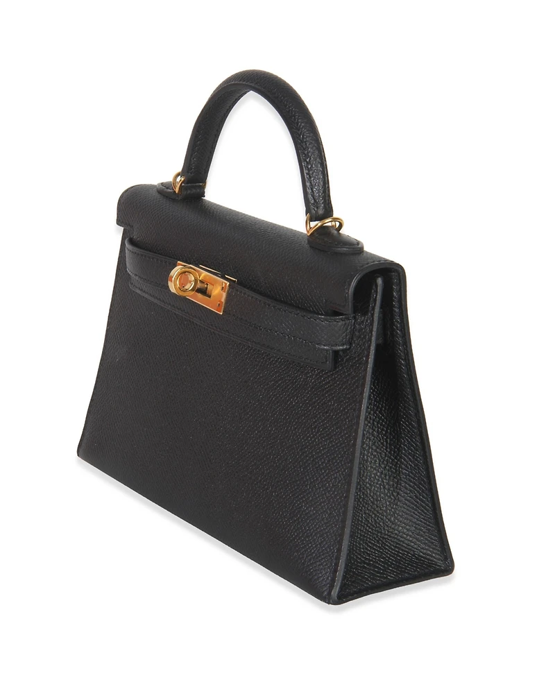 Pre-Owned HERMES Black Epsom Sellier Mini Kelly Ii 20 Ghw