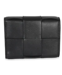 Pre-Owned Bottega Veneta Black Cassette Intrecciato Small Trifold Wallet