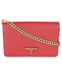 Pre-Owned Prada Red Saffiano Triangle Logo Mini Crossbody