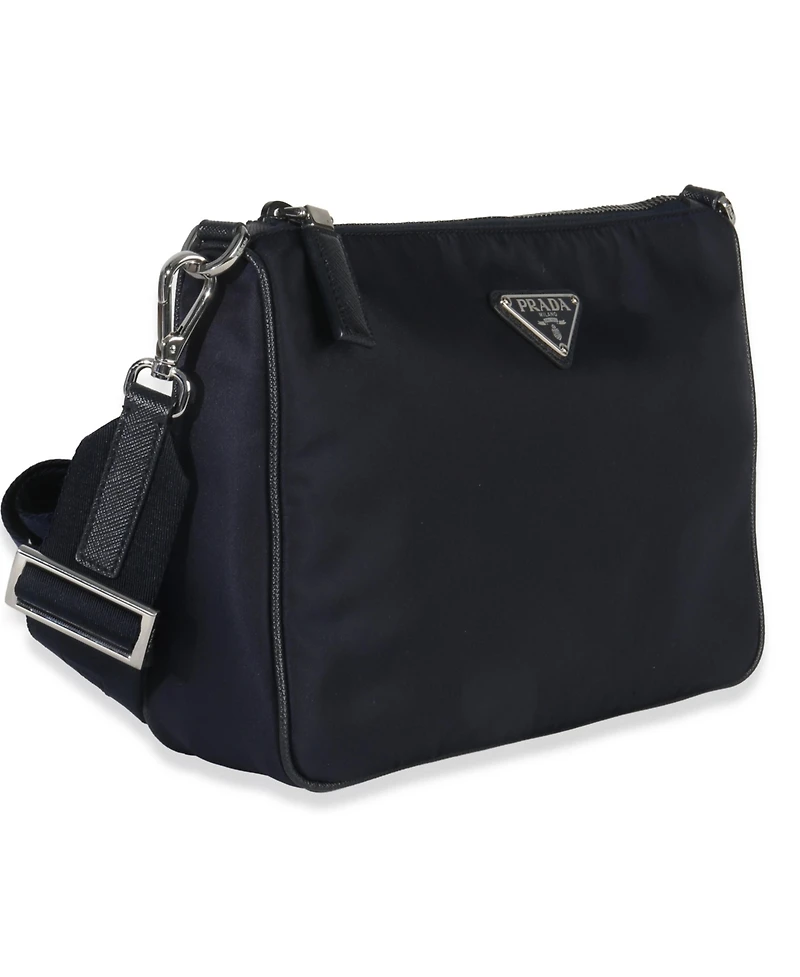 Pre-Owned Prada Navy Re-Nylon and Saffiano Leather Trim Shoulder Bag