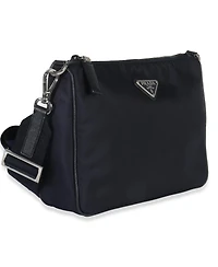 Pre-Owned Prada Navy Re-Nylon and Saffiano Leather Trim Shoulder Bag