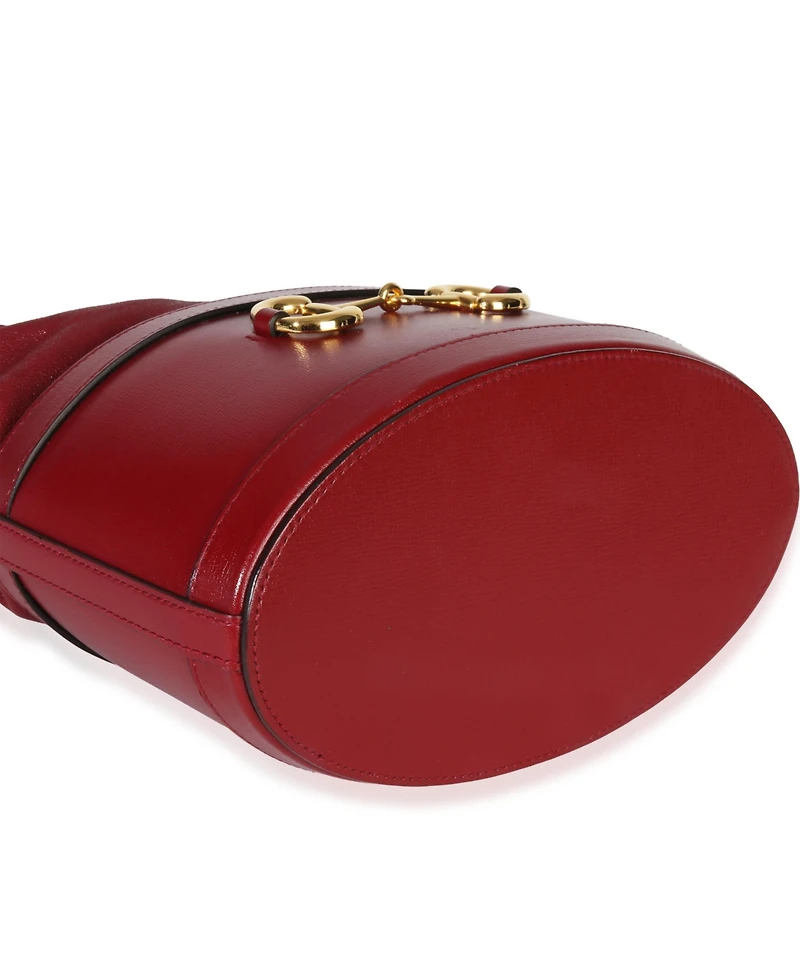 Pre-Owned Gucci Red Calfskin Horsebit 1955 Drawstring Bucket Bag