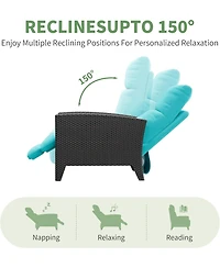 gaomon Outdoor Wicker Recliner with Adjustable Backrest and Footrest, Flip-Up Table