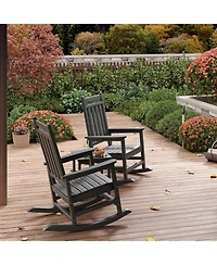 gaomon Poly Lumber Rocking Chair Outdoor Set of 2 with Side Table - Hdpe High Back Porch Rocker Chairs for Adults