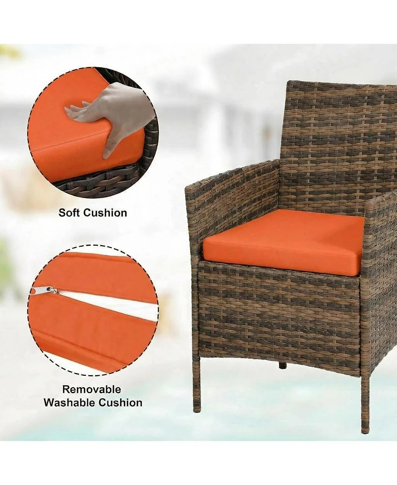 gaomon 3-Piece Rattan Conversation Set with Tempered Glass Table