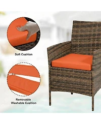 gaomon 3-Piece Rattan Conversation Set with Tempered Glass Table