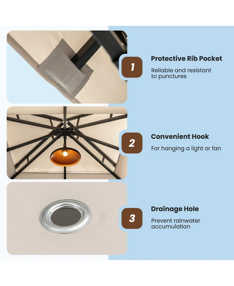 Gouun 12 x 10 ft Outdoor Patio Gazebo with Mesh Netting Two-Tier Vented Roof and Stakes