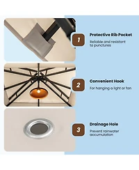 Gouun 12 x 10 ft Outdoor Patio Gazebo with Mesh Netting Two-Tier Vented Roof and Stakes