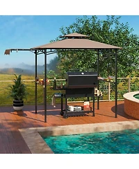 Gouun 11 x 5 ft Grill Gazebo with Extended Side Awning Double-Tier Vented Top and Shelves