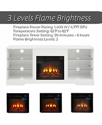 Rainsken Electric Fireplace Tv Stand, 58" Led Entertainment Center for Tv up to 32-62", Media Console with Usb Charging Outlet for Living Ro