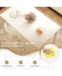 Sugift 48-Inch Wooden Dining Table for 4 People Rectangular Kitchen Table with Rubber Wood Legs