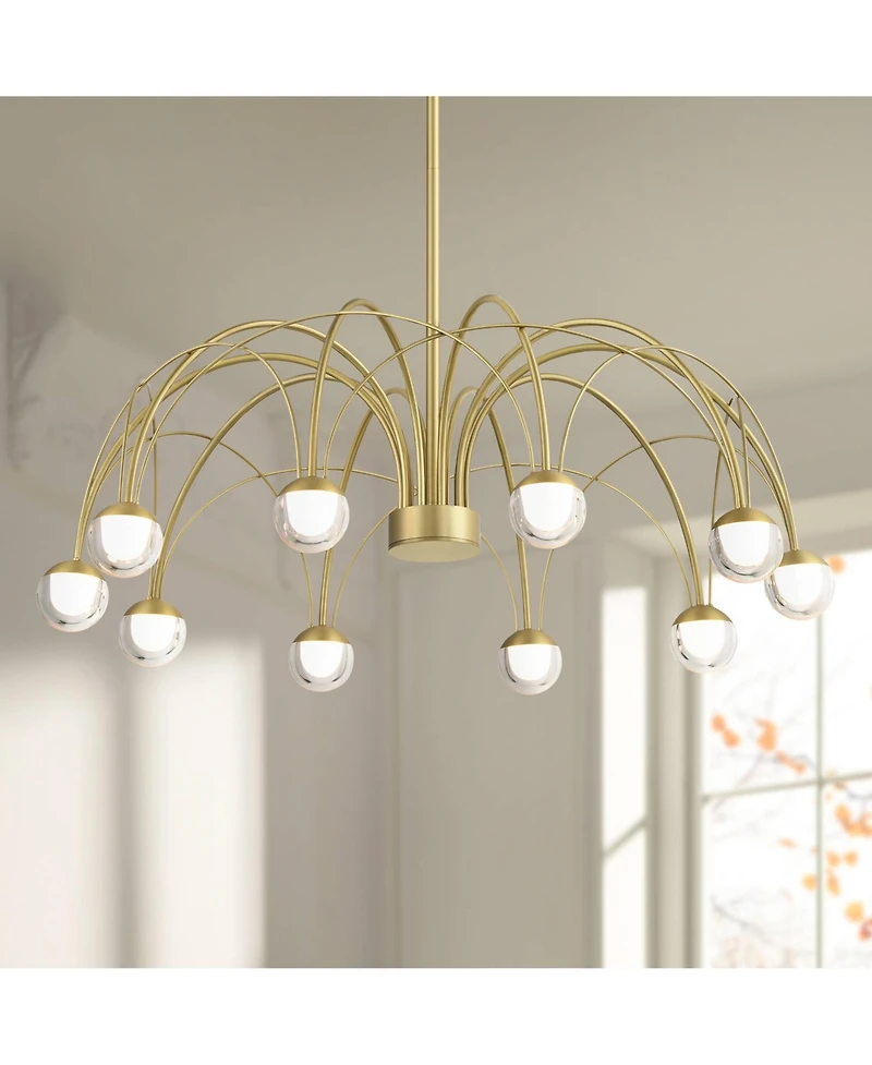 Possini Euro Design Showers 26" Mid Century Modern Pendant Chandelier Ceiling Light Fixture Dining Room Over Table Umbrella 10-Light Led