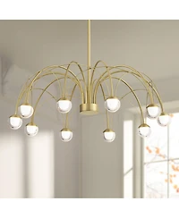 Possini Euro Design Showers 26" Mid Century Modern Pendant Chandelier Ceiling Light Fixture Dining Room Over Table Umbrella 10-Light Led