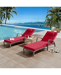 gaomon Set of 2 Rattan Folding Chaise Loungers, 5-Position Adjustable