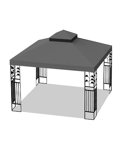 Clihome Outdoor Patio Gazebo Replacement Canopy, Double Tiered Tent Roof Top Cover Only