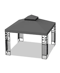 Clihome Outdoor Patio Gazebo Replacement Canopy, Double Tiered Tent Roof Top Cover Only