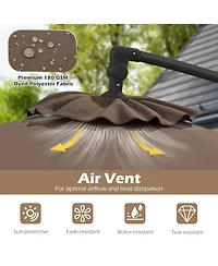 Gouun 10 ft Solar Led Offset Hanging Umbrella with 32 Lights Infinite Tilt and Weighted Base