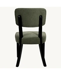 Rainsken Contemporary Dining Chair Set of 2, Soft Fabric Kitchen Chairs with Solid Wood Legs for Dining Room, Home Use