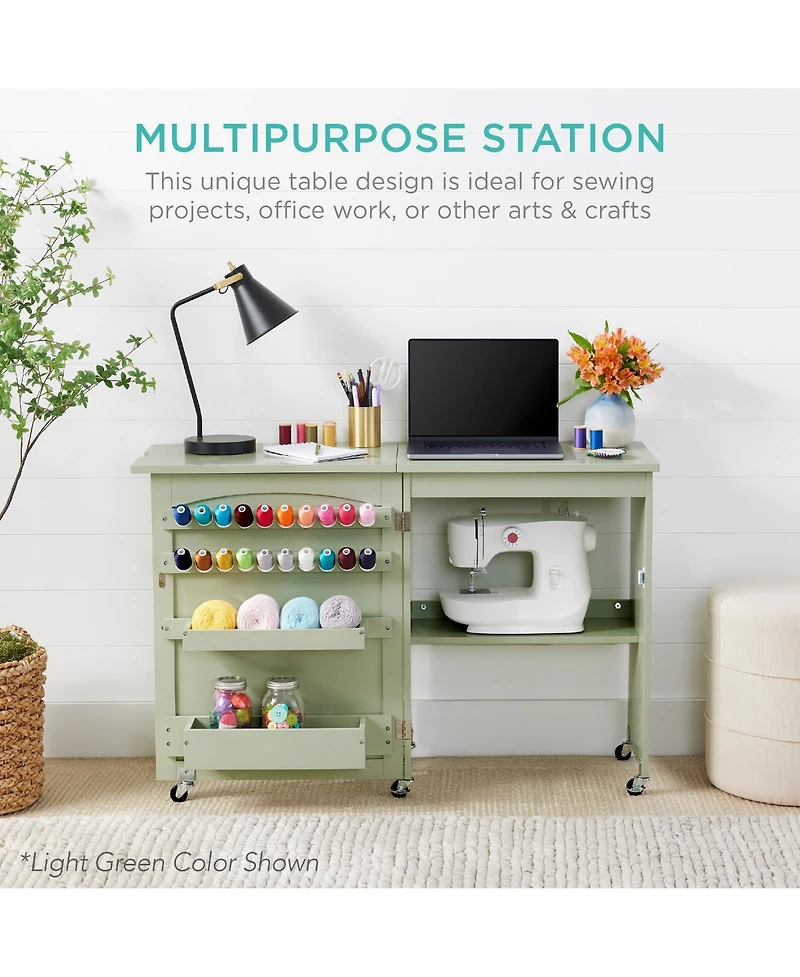 Best Choice Products Sewing Machine Table and Desk w/ Craft Storage and Trays