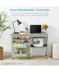 Best Choice Products Sewing Machine Table and Desk w/ Craft Storage and Trays