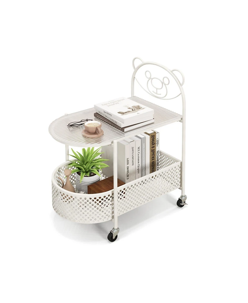 Slickblue Glass Coffee Table 2 Tier Mobile with Bear Design