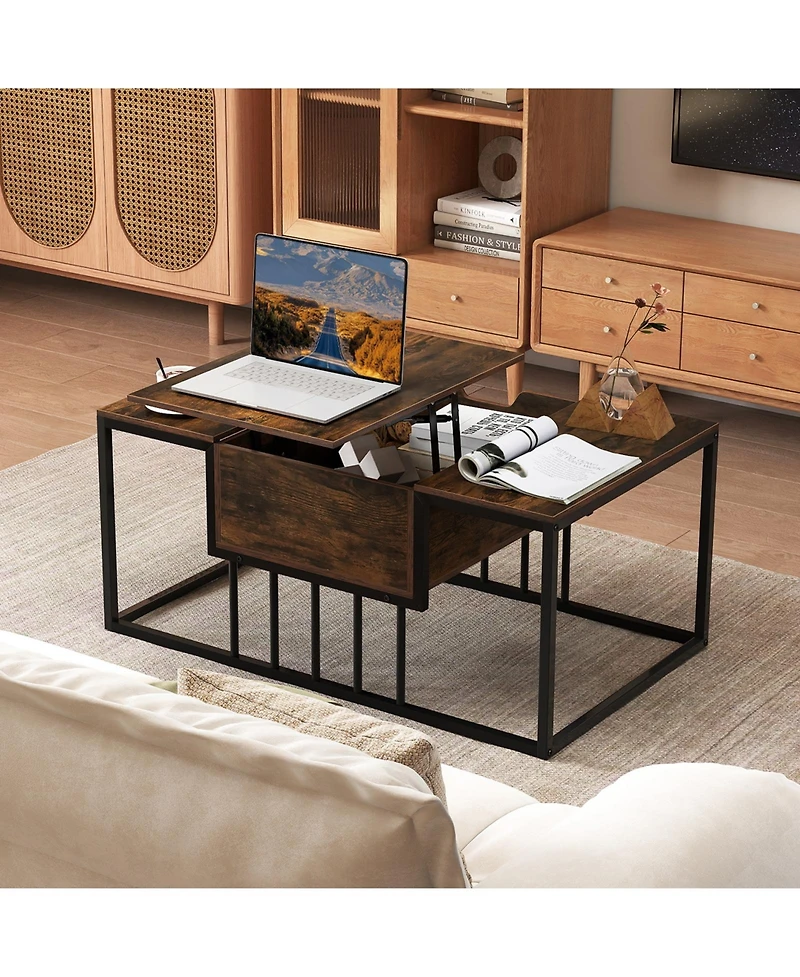Slickblue Modern Lift Top Coffee Table, Center Table with Hidden Storage Compartment